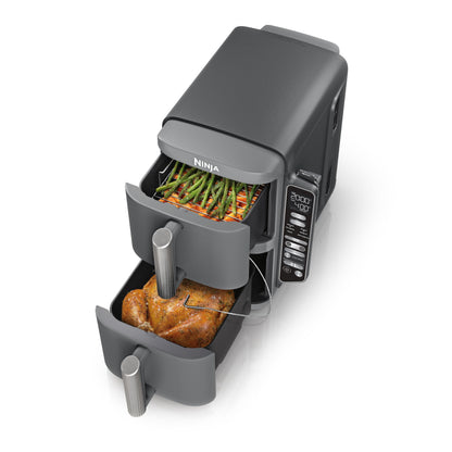 Ninja DoubleStack Smart XL 2-Basket Air Fryer, Smart Cook System, Leave-in Thermometer, DoubleStack Technology, Space Saving Design, 10 QT, 6-in-1, Smart Finish & Match Cook, Air Fry - Available at All In One Marketplace Canada