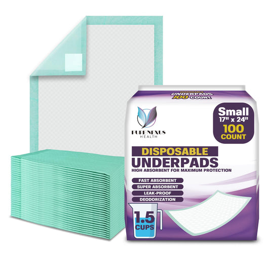 PureNexus Health Disposable Underpads 17" x 24", 100 Count – Super Absorbent Incontinence Bed Pads, Waterproof Pee Pads, Chux, Soaker Pads for Baby Changing, Kids, Adults & Elderly, Mattress Protector - Available at All In One Marketplace Canada