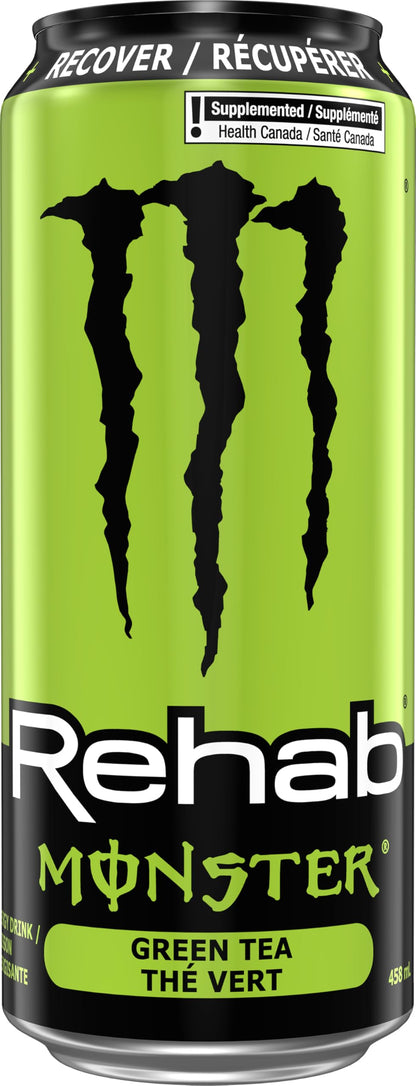 Monster Energy Rehab, Green Tea, 458mL (12 Pack) – Non-Carbonated Energy Drink