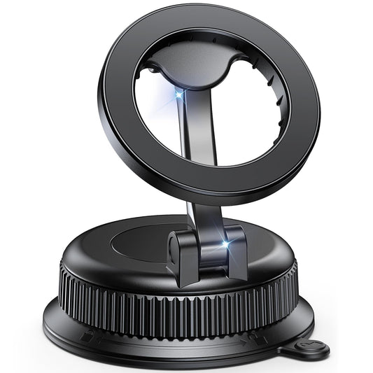 BOSILLEY Magnetic Car Phone Mount for MagSafe, Strong Suction Cup Phone Holder for Car Dashboard & Windshield, 360° Rotatable & Foldable, Adjustable Cell Phone Holder for Car, Fits iPhone 12–17 Series