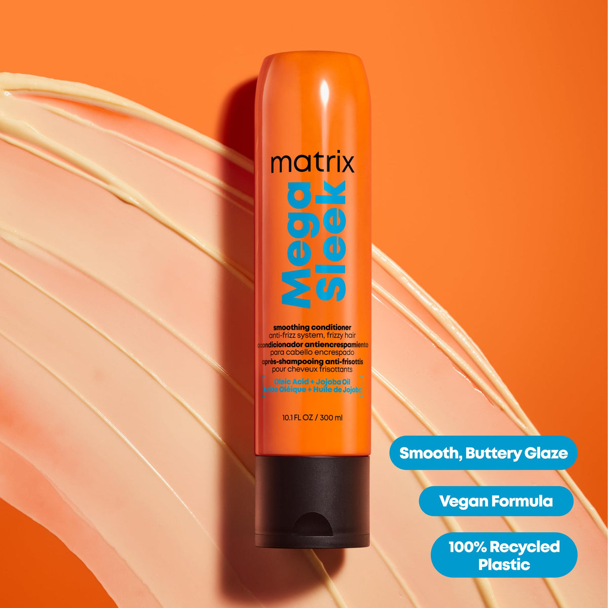 Matrix Mega Sleek Anti-Frizz Conditioner - 96H Frizz Control, 12x Smoother Hair, and Lasting Hydration, 10.1 Fl Oz