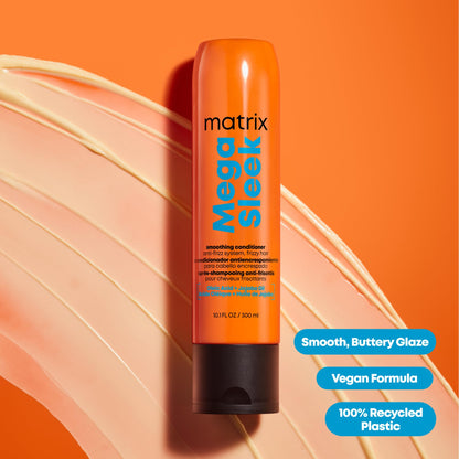 Matrix Mega Sleek Anti-Frizz Conditioner - 96H Frizz Control, 12x Smoother Hair, and Lasting Hydration, 10.1 Fl Oz