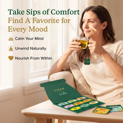 VAHDAM, Assorted Herbal Tea Sampler (18 Tea Bags, 9 Flavors) Caffeine-Free, Non-GMO | Double Infusion, Individually Enveloped Tea Bags | Herbal Tea Assortment 🍁 All In One Marketplace Canada