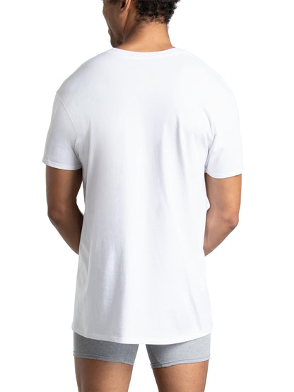 Fruit of The Loom Men's V-Neck T-Shirt, White, Medium(Pack of 6)