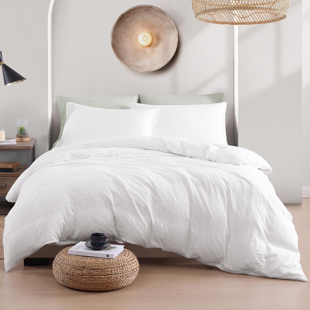Duvet Cover Queen Size, Pre-Washed Soft Microfiber 3 Piece Set - White 🍁 All In One Marketplace Canada