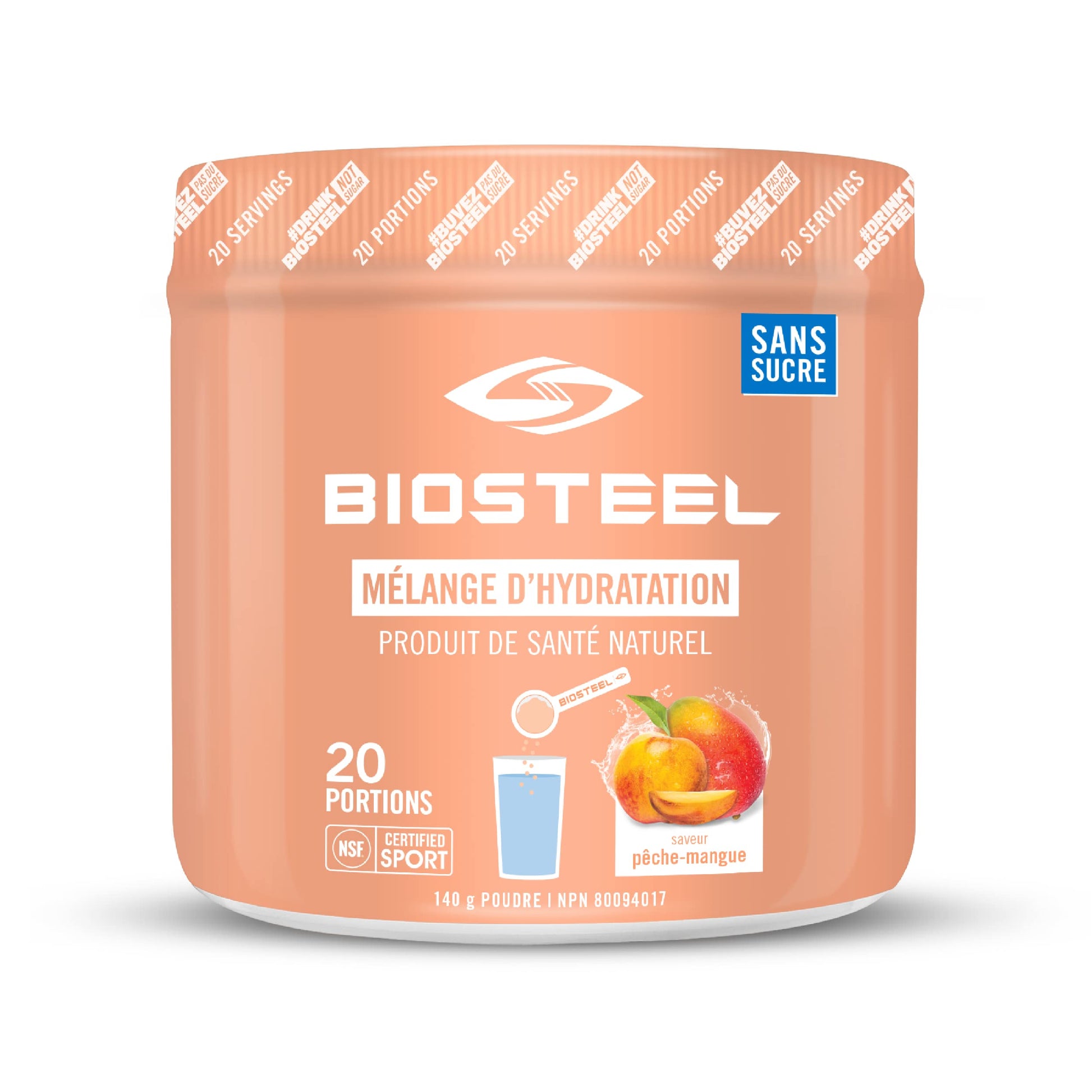 BioSteel Hydration Mix, Great Tasting Hydration with Zero Sugar, and No Artificial Flavours or Preservatives, Peach Mango Flavour, 20 Servings per Tub - Available at All In One Marketplace Canada