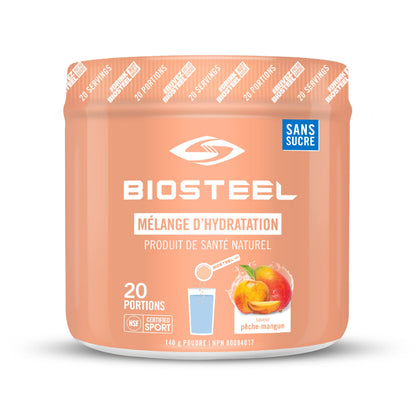 BioSteel Hydration Mix, Great Tasting Hydration with Zero Sugar, and No Artificial Flavours or Preservatives, Peach Mango Flavour, 20 Servings per Tub - Available at All In One Marketplace Canada