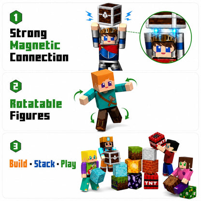 20 PCS Magnetic Action Figures Playset - Magnetic Building Blocks, Magnet Cubes and Rotatable Figures Character Toys for Kids, STEM Toys, Christmas Birthday Gift for 3+ Year Old Boys Girls 🍁 All In One Marketplace Canada