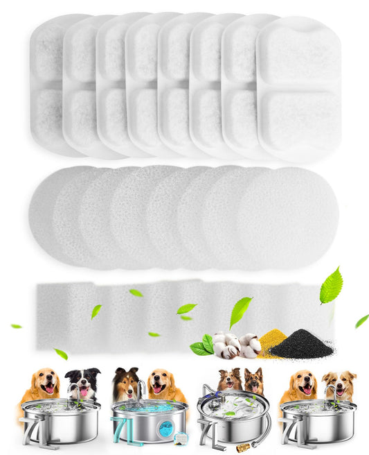 oneisall Dog Cat Water Fountain Filter, 8 Set Pet Fountain Replacement Filters, 5-Stage Filtration for Large/Medium Dogs,Automatic for 7L/230oz Dog Water Fountain PWF-002 (8 Set Filters)