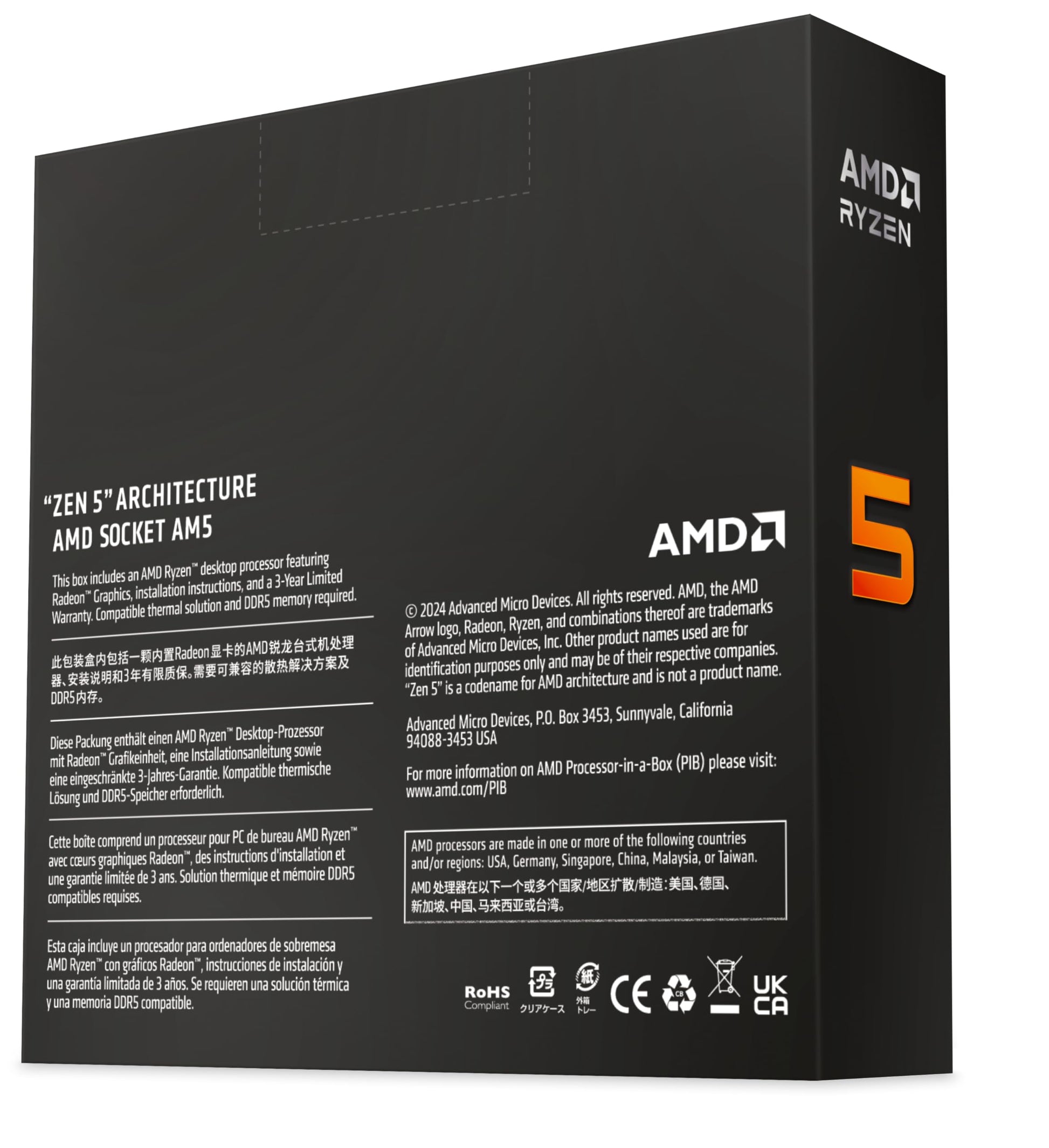 AMD Ryzen™ 5 9600X 6-Core, 12-Thread Unlocked Desktop Processor AMD