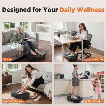 FEIERDUN Vibration Plate Exercise Machine, Full Body Vibrating Plate with Wider Platform, 150kg (330lbs) Capacity, Plaque Vibrante with LED Screen, Remote & Resistance Bands,Black