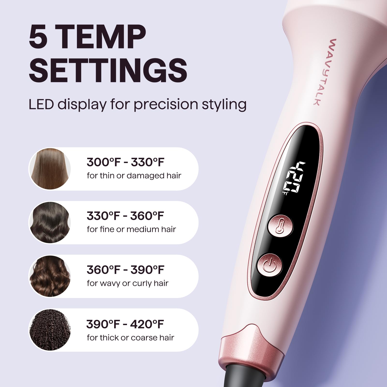 Wavytalk Thermal Brush, Blowout Boost 1.5 inch Curling Brush, Heated Round Brush for Blowout Look, Dual Voltage, Tourmaline Ceramic, Negative Ion Technology, 5 Temperature Settings - Available at All In One Marketplace Canada