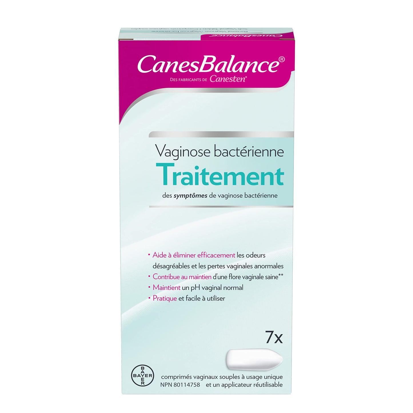 CanesBalance Bacterial Vaginosis Treatment For BV Symptoms - BV Treatment For Women, Relieves Vaginal Odor, Maintains Normal Vaginal pH, Supports Vaginal Health, 7 Soft Vaginal Tablets With Applicator - Available at All In One Marketplace Canada