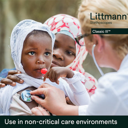 3M Littmann Classic III Monitoring Stethoscope, 5620, More Than 2X as Loud*, Weighs Less**, Stainless Steel Chestpiece, 69 cm (27") Black Tube