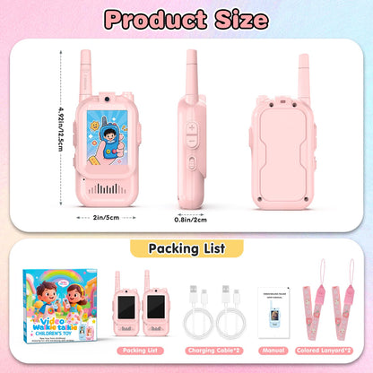 Video Walkie Talkies for Kids, 2 Pack Facetime Walkie Talkies with HD Camera & Voice Changer for Boys Girls for Family Games, Indoor, Outside, Hiking Christmas Birthday Toys Gift Ages 3-12 (Pink) 🍁 All In One Marketplace Canada