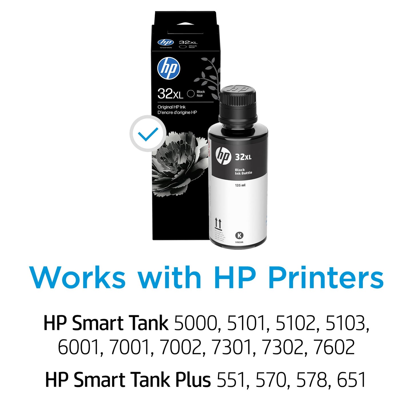 HP 32XL Black Ink Bottle, 135ml (1VV24AN) HP