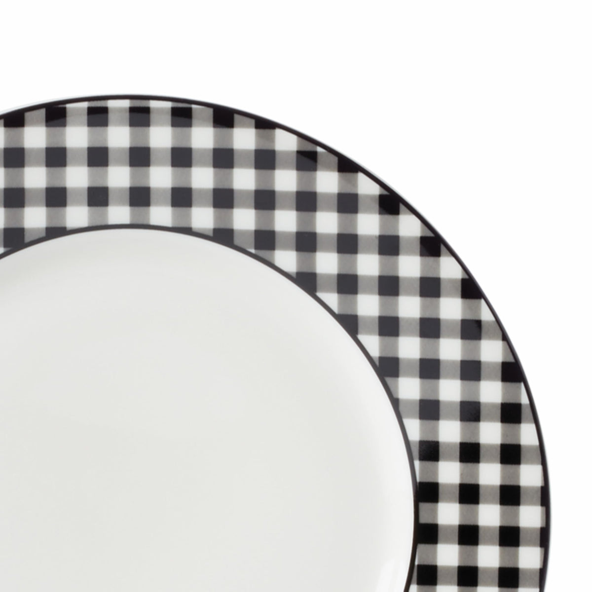 Service d'assiettes de table en porcelaine Lenox Gingham noir pour Halloween, ensemble pour 4 personnes