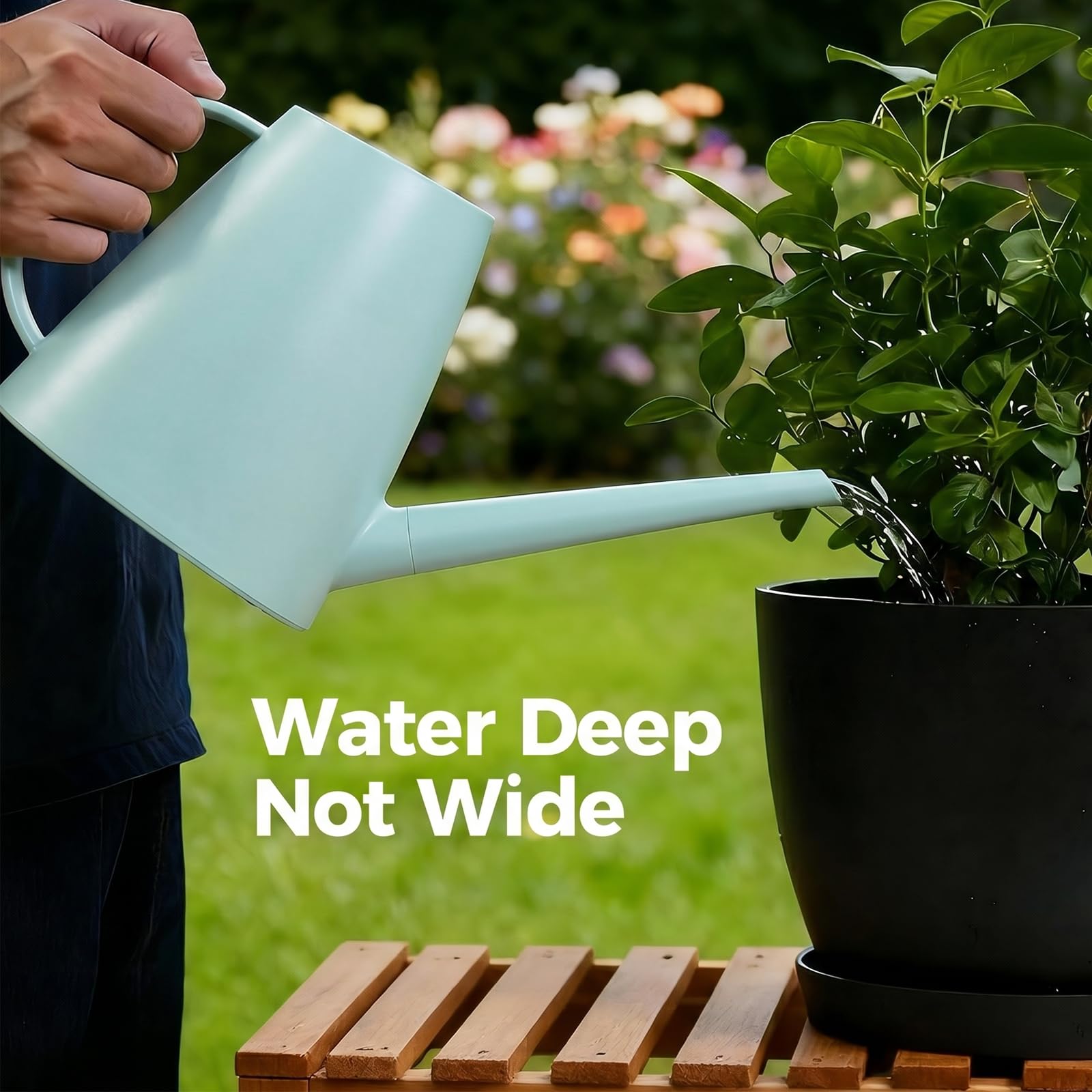 Bamworld Watering Can for Indoor Plants Long Spout Watering Cans for Garden Plants Indoor Outdoor Small Water Can for House Flower 1.8L 60oz 1/2 Gallon(Green)