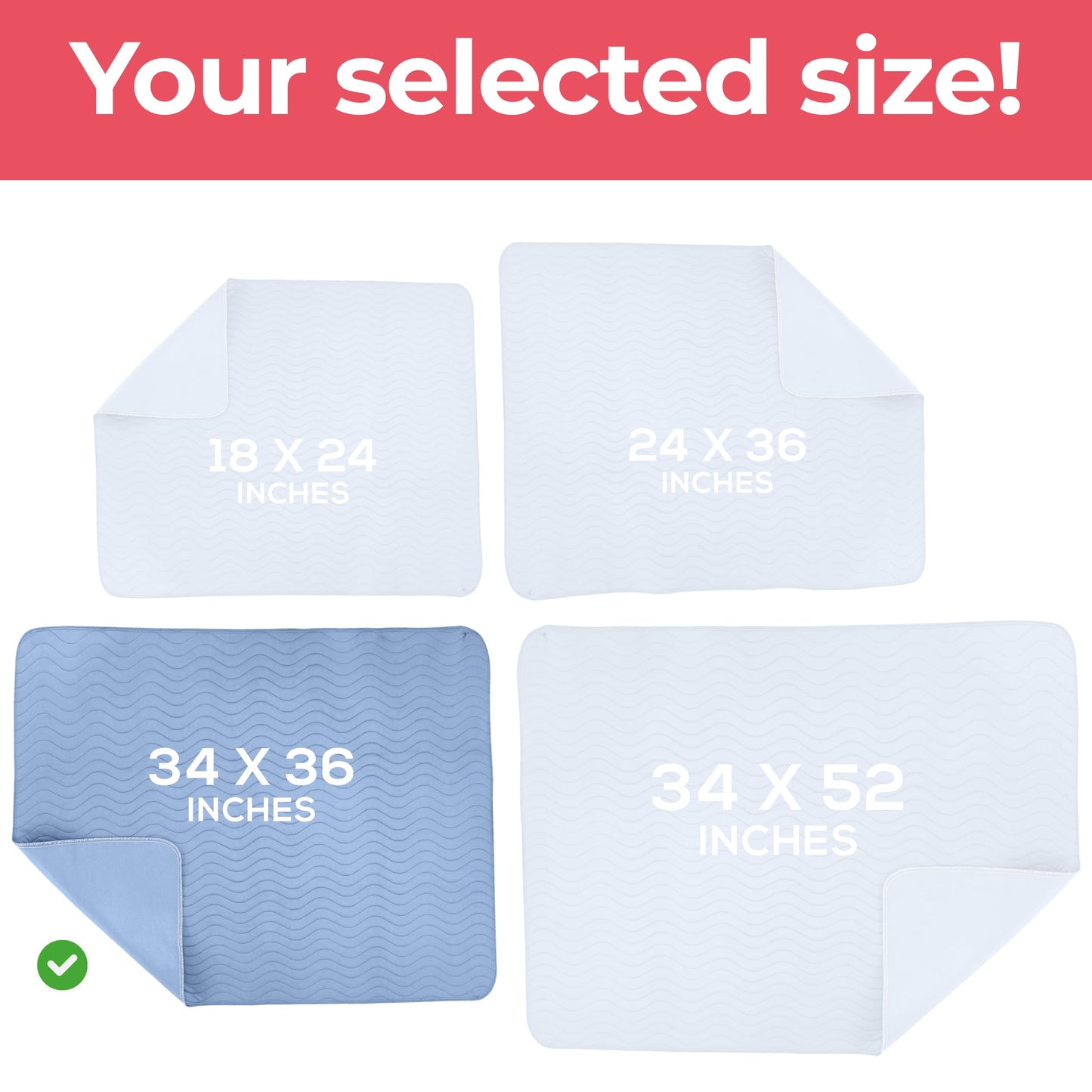 Utopia Bedding (Pack of 2) Waterproof Incontinence Pads Quilted Washable & Absorbent Bed Pad for Adults and Kids 34 x 36 inches (Blue)