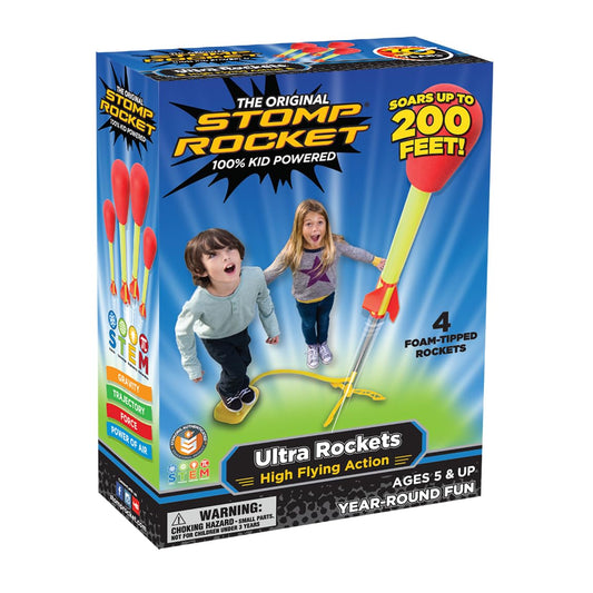 The Original Stomp Rocket® Ultra Rocket, 4 Rockets - Outdoor Rocket Toy Gift for Boys and Girls Ages 5 Years and Up - Comes with Toy Rocket Launcher
