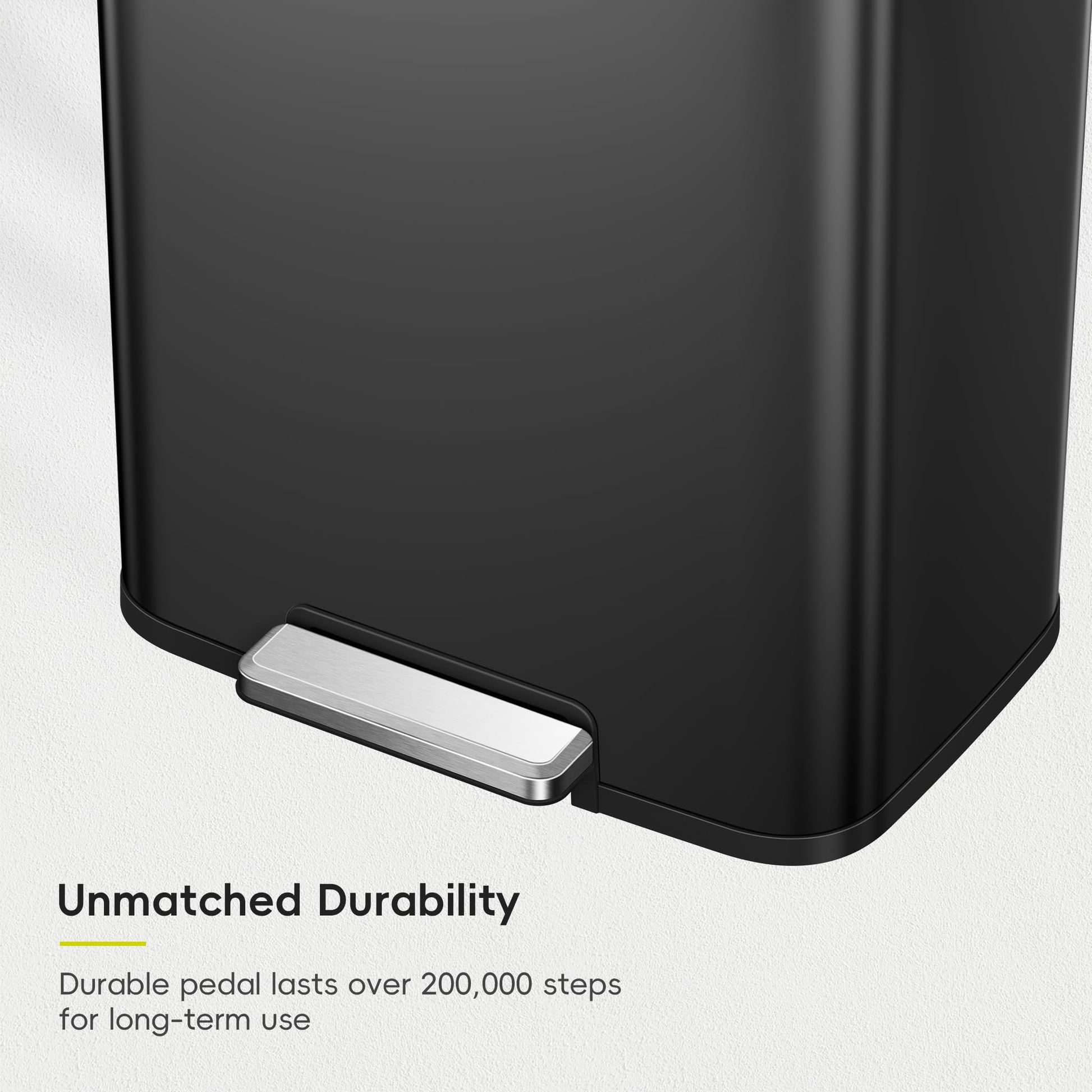 EKO Madison Matte Black 50 Liter/13.2 Gallon Step Trash Can with Inner Liner - Fingerprint Resistant Finish EKO