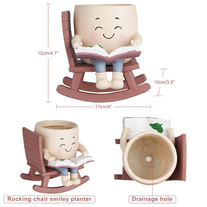 Rocking Chair Smiley Face Planter with Drainage Hole(1pcs TYPE7) 🍁 All In One Marketplace Canada
