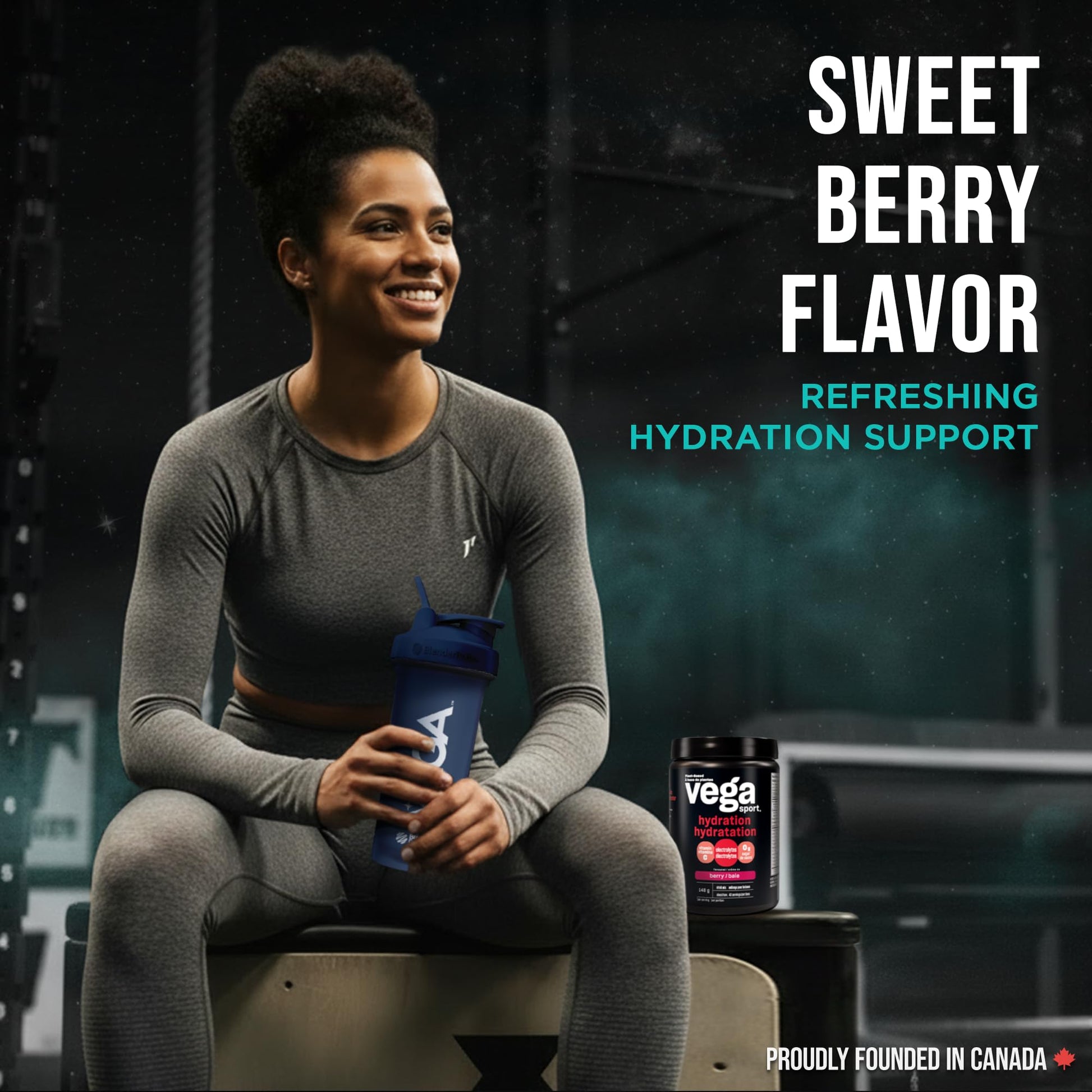 Vega Sport Hydration Electrolyte Powder, Plant Based for Fast Post Workout Hydration – Sugar-Free Berry, 40 Servings, 148 grams - Available at All In One Marketplace Canada