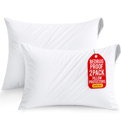 Utopia Bedding Waterproof Pillow Protectors Zippered King Size (2 Pack, White), Zippered Pillowcases, Bed Bug Proof Pillow Encasement Covers 20 x 38 Inches