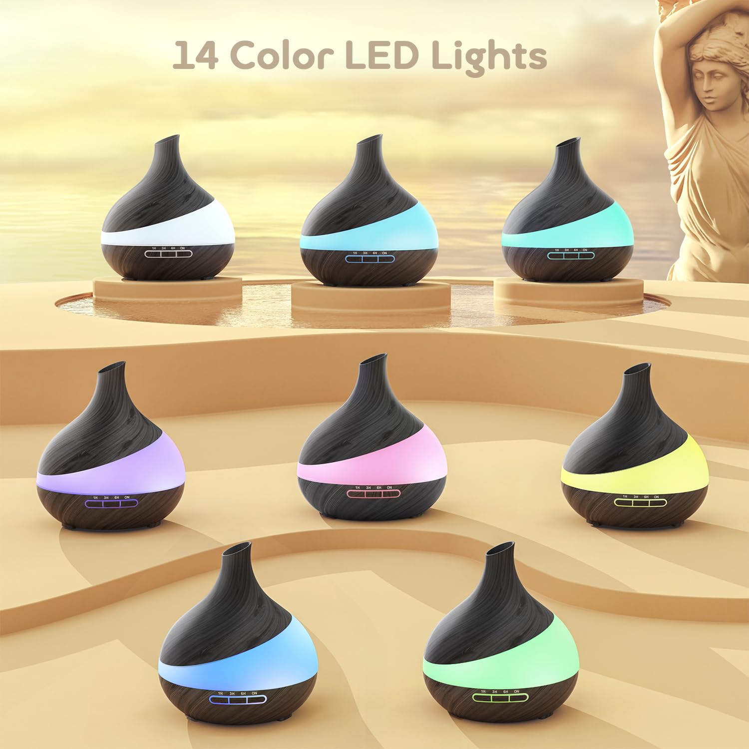 HJTHJT 500ML Essential Oil Diffuser: Aroma Diffuser with Remote Control for Hotel Spa Yoga Room - Humidifiers for Bedroom with 14 Colors LED Night Light for Women Home Relaxation (Starry Black) - Available at All In One Marketplace Canada