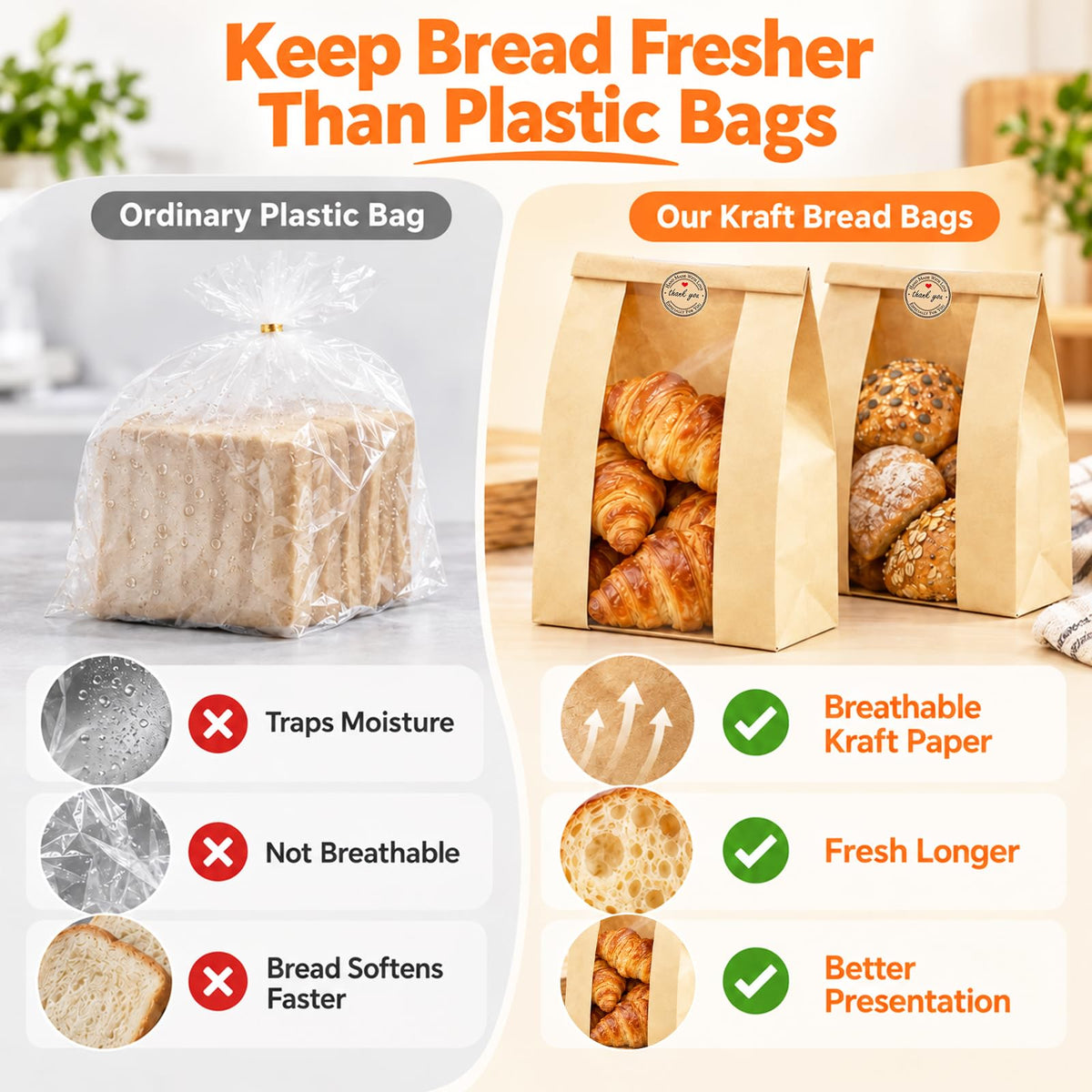 Paper Bread Bags for Homemade Bread for Gifting, Storage, Packaging, 50 Pcs 🍁 All In One Marketplace Canada
