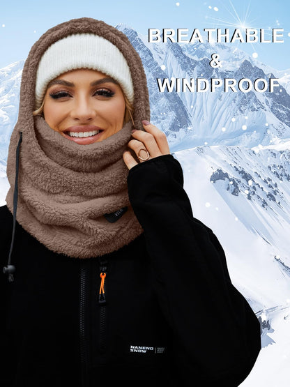 VELAI Balaclava Fleece Ski Mask for Men Women Winter Face Masks Windproof Hooded Scarf Cold Weather Hat Neck Warmer(Coffee) 🍁 All In One Marketplace Canada