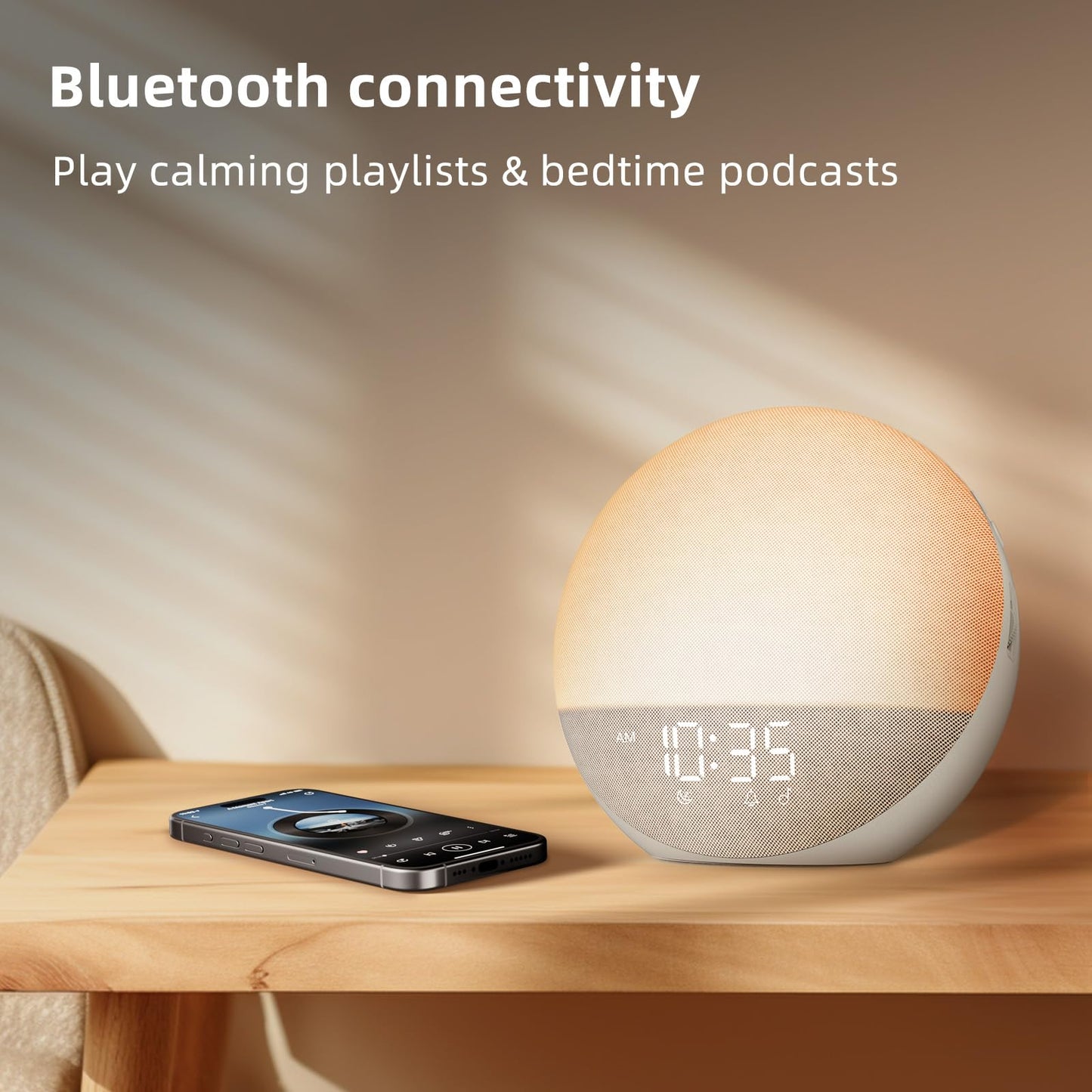 Sunrise Alarm Clock White Noise Machine: Natural Wake Up Light - Dimmable Clock with Bluetooth Speaker for Bedroom - 25 Sleep Sounds for Baby Adults Kids Putty - Available at All In One Marketplace Canada