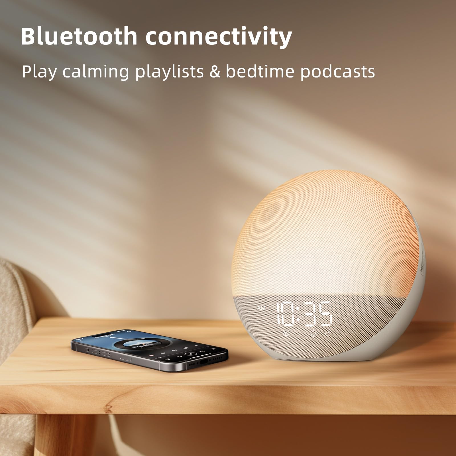 Sunrise Alarm Clock White Noise Machine: Natural Wake Up Light - Dimmable Clock with Bluetooth Speaker for Bedroom - 25 Sleep Sounds for Baby Adults Kids Putty - Available at All In One Marketplace Canada