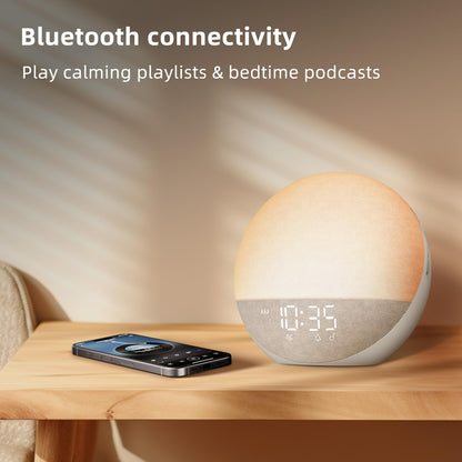 Sunrise Alarm Clock White Noise Machine: Natural Wake Up Light - Dimmable Clock with Bluetooth Speaker for Bedroom - 25 Sleep Sounds for Baby Adults Kids Putty - Available at All In One Marketplace Canada