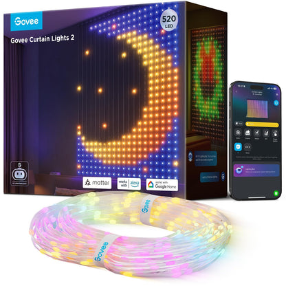 Govee Smart Curtain Lights 2, 520 LEDs, 4.9×6.6ft for Indoor Outdoor Decor 🍁 All In One Marketplace Canada