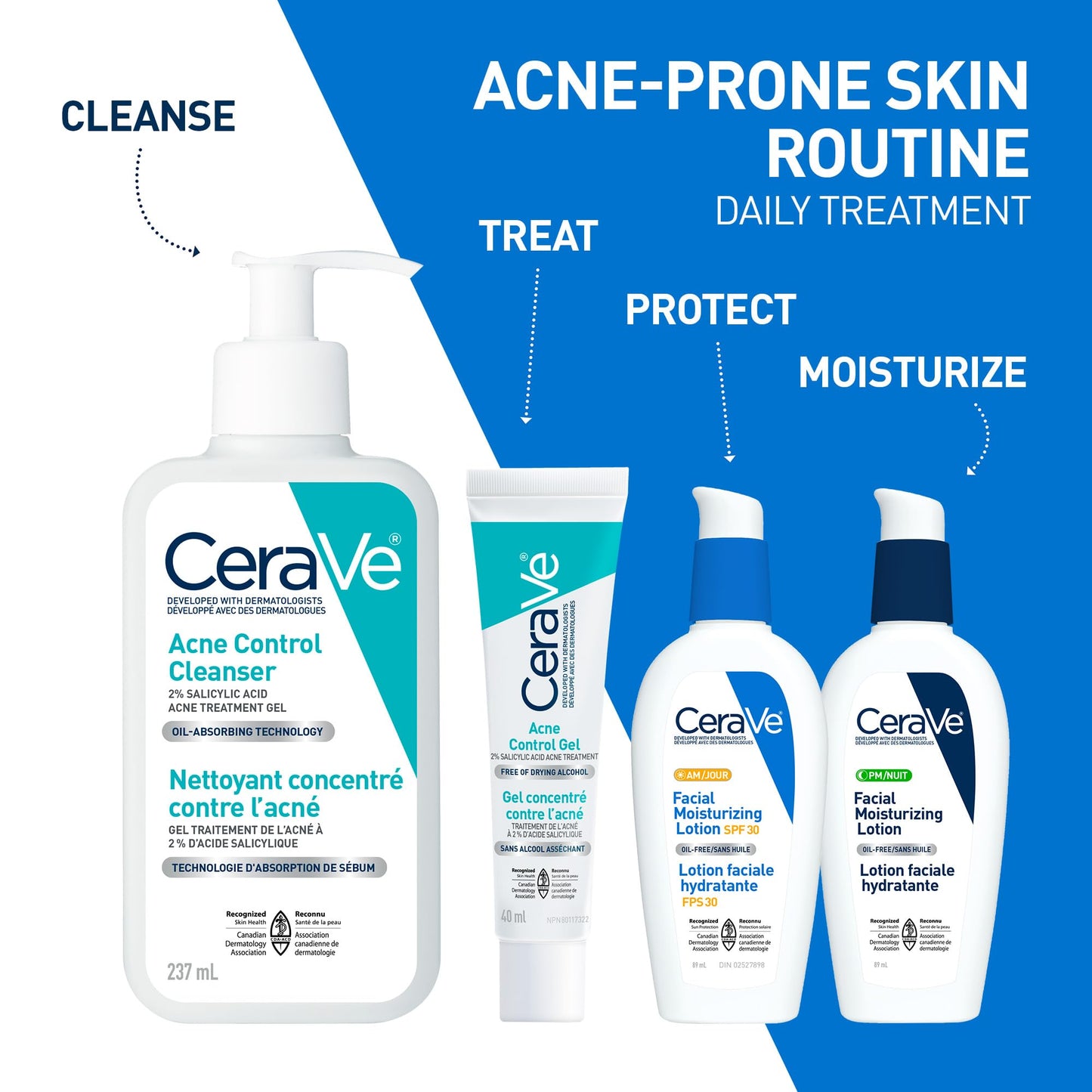 CeraVe Acne Control Gel For Face, Pimple & Pores, With Salicylic Acid, 3 Essential Ceramides, Niacinamides. Developed with Dermatologists, Non-Comedogenic, Oil-Free, Fragrance-Free, 40ml - Available at All In One Marketplace Canada