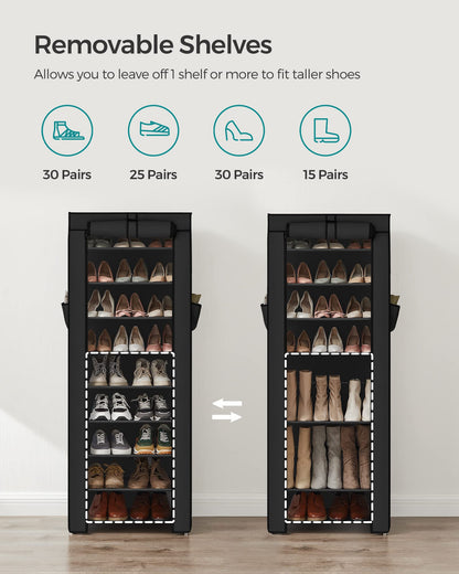 SONGMICS 10-Tier Shoe Rack, Shoe Storage Organizer Cabinet, Black URXJ10H01 SONGMICS