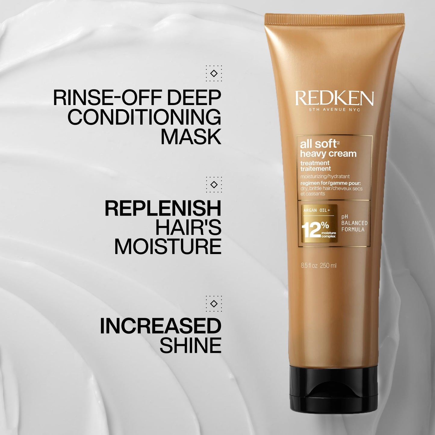 Redken All Soft Heavy Cream Deep Conditioning Hair Mask For Dry, Brittle Hair, Moisturizing Treatment With Argan Oil For Intense Softness, Shine And Smoothness, 250ml - Available at All In One Marketplace Canada