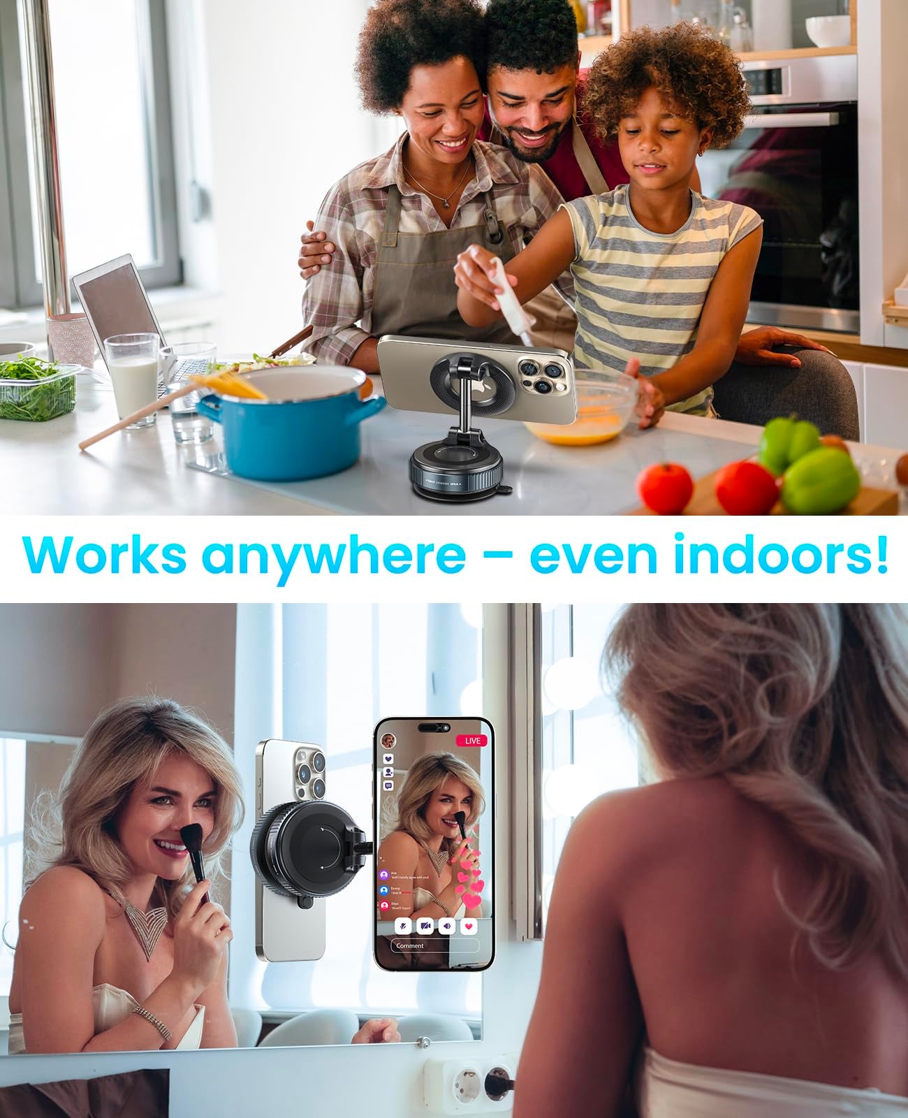Jononser Magnetic Suction Phone Mount for Magsafe, 360° Adjustable Magnetic Car Phone Holder, Pocket Size Foldable Car Mount, Cell Phone Holders for Your Car for iPhone 17 16 15 14 13 12 Series,Black