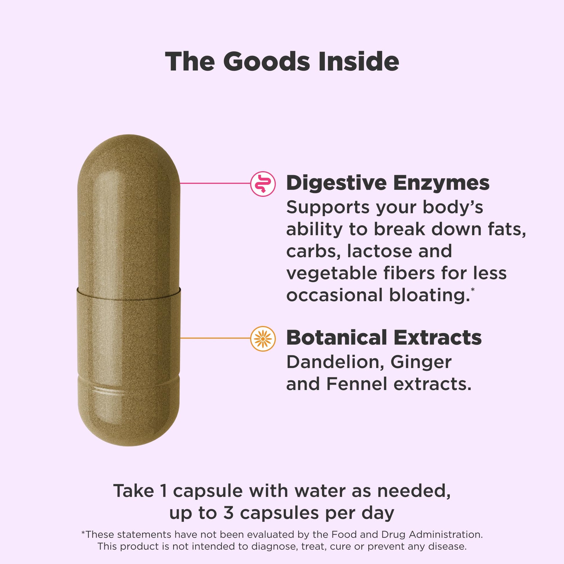 OLLY Beat The Bloat Capsules, Belly Bloat Relief for Gas and Water Retention, Digestive Enzymes, Vegetarian, Supplement for Women - 25 Count - Available at All In One Marketplace Canada