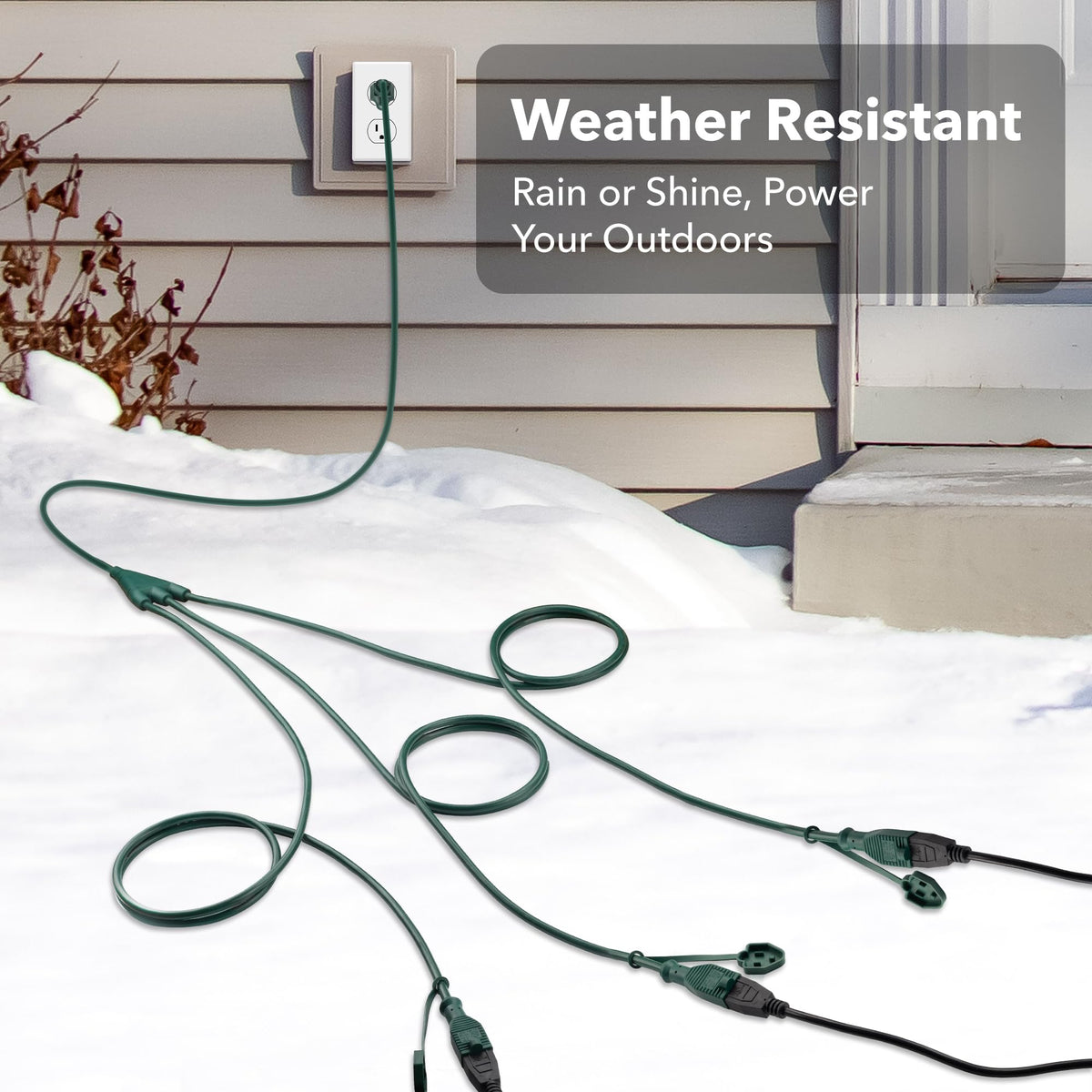 BN-LINK 36ft Outdoor Extension Cord 1 to 3 Splitter, Max 24 ft End to End, Multi-Outlet Power Cord, 16/3 SJTW Weather Resistant for Lighting, Landscaping & Holiday Decorations, Grounded, ETL 🍁 All In One Marketplace Canada