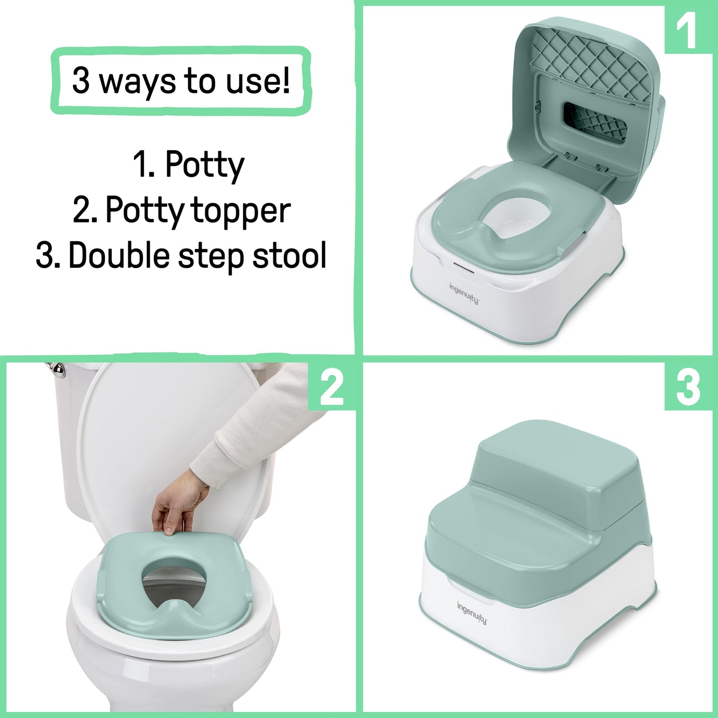Ingenuity Prepare to Potty 3-in-1 System - Potty, Topper, Step Stool, Easy Setup, For Ages 18 Months+ 🍁 All In One Marketplace Canada