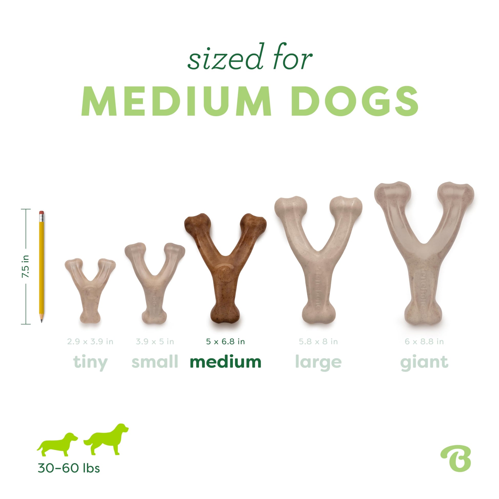 Benebone Wishbone Durable Dog Chew Toy for Aggressive Chewers, Real Bacon, Made in USA, Medium