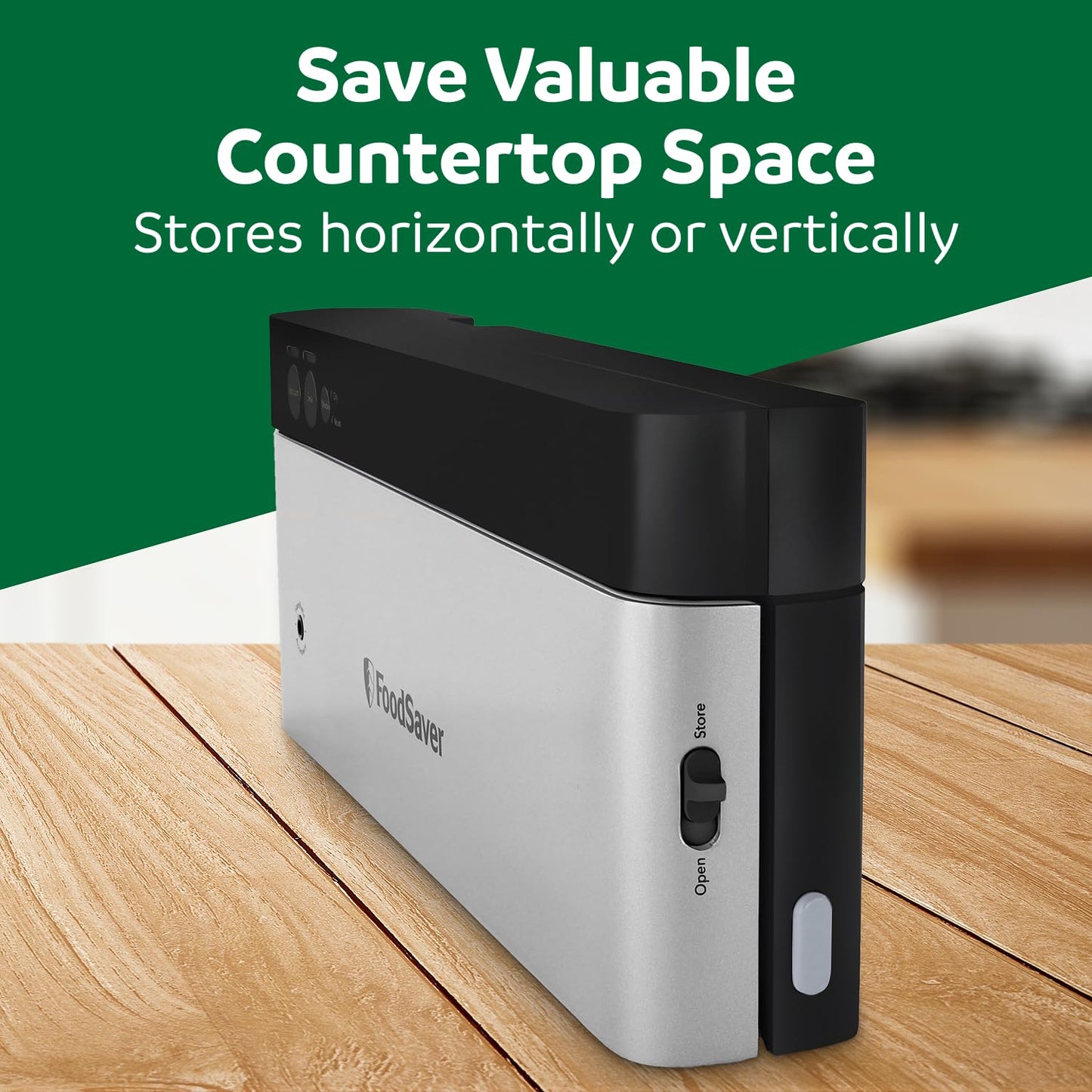 FoodSaver PowerVac Compact Vacuum Sealer Machine w/ Vertical Storage | 5 Airtight Vacuum Seal Bags & 1 Roll | VS0150 | Stainless Steel / Black - Available at All In One Marketplace Canada