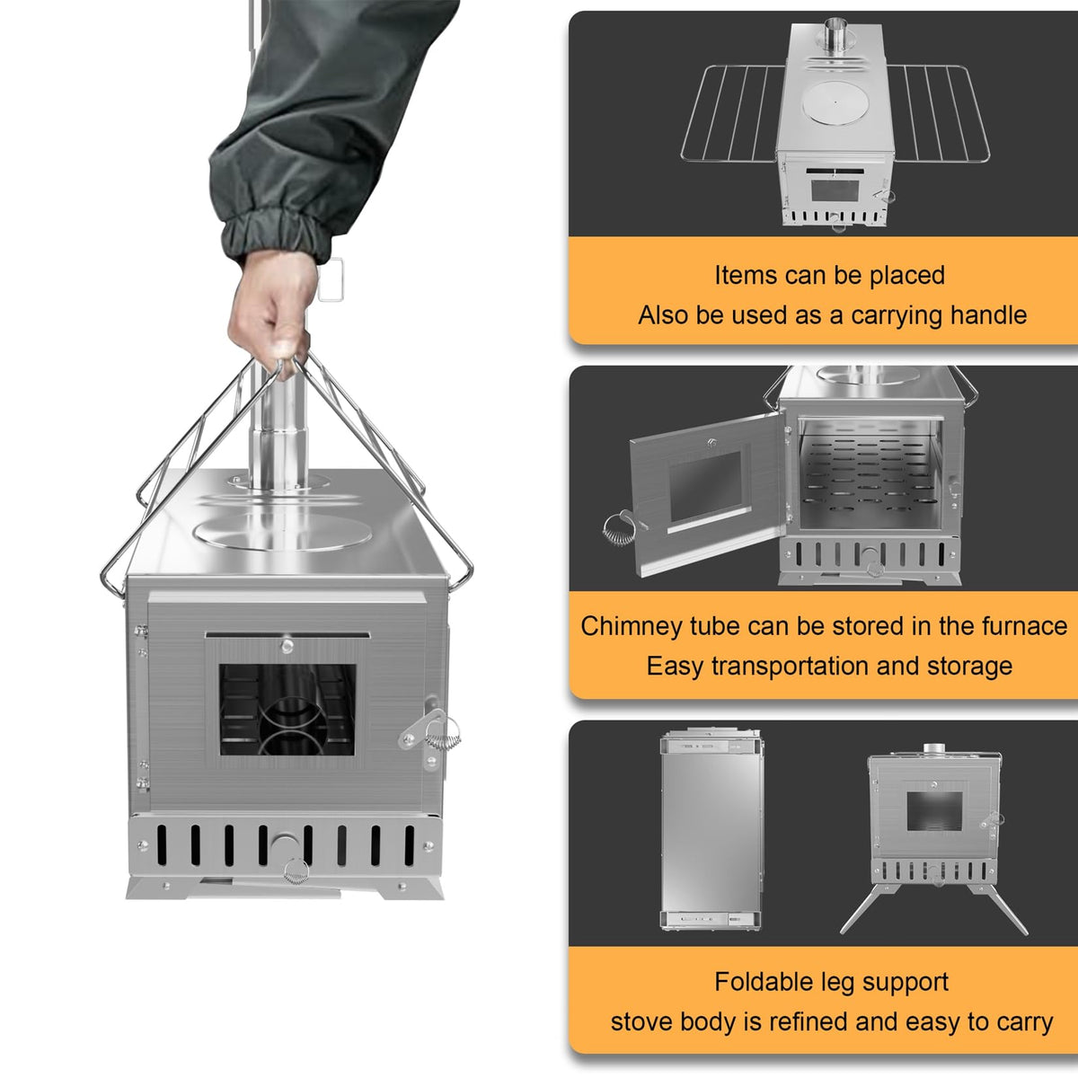 unho Stainless Hot Tent Stove Crack-Resistant Ceramic Glass Outdoor camping 🍁 All In One Marketplace Canada