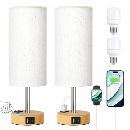 Table Lamp for Bedroom Set of 2 - Touch 3 Way Dimmable Bedside Lamps with USB C and A Ports, Night Lamp for Nightstand with AC Outlet, Desk Lamps for Living Room, Reading Room, Kids Room, Office - Available at All In One Marketplace Canada