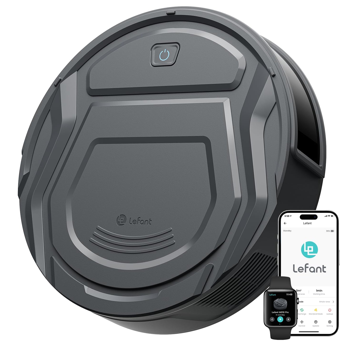 Lefant M210Pro Robot Vacuum Cleaner, 6 Cleaning Modes, 200 Mins Runtime, 4000Pa Suction, SmartSense Technology, Multi-Surface Cleaning, Ideal for Pet Hair and Hard Floor - Available at All In One Marketplace Canada