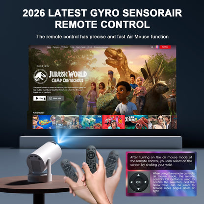 [Built-in Apps & 2026 Upgraded] Mini Projector with WiFi 6 and Bluetooth 5.4 Support 4K 1080P Auto Keystone 180° Rotatable Projector Portable Compatibile with HDMI/TV Stick/Memory Stick/Laptop, White