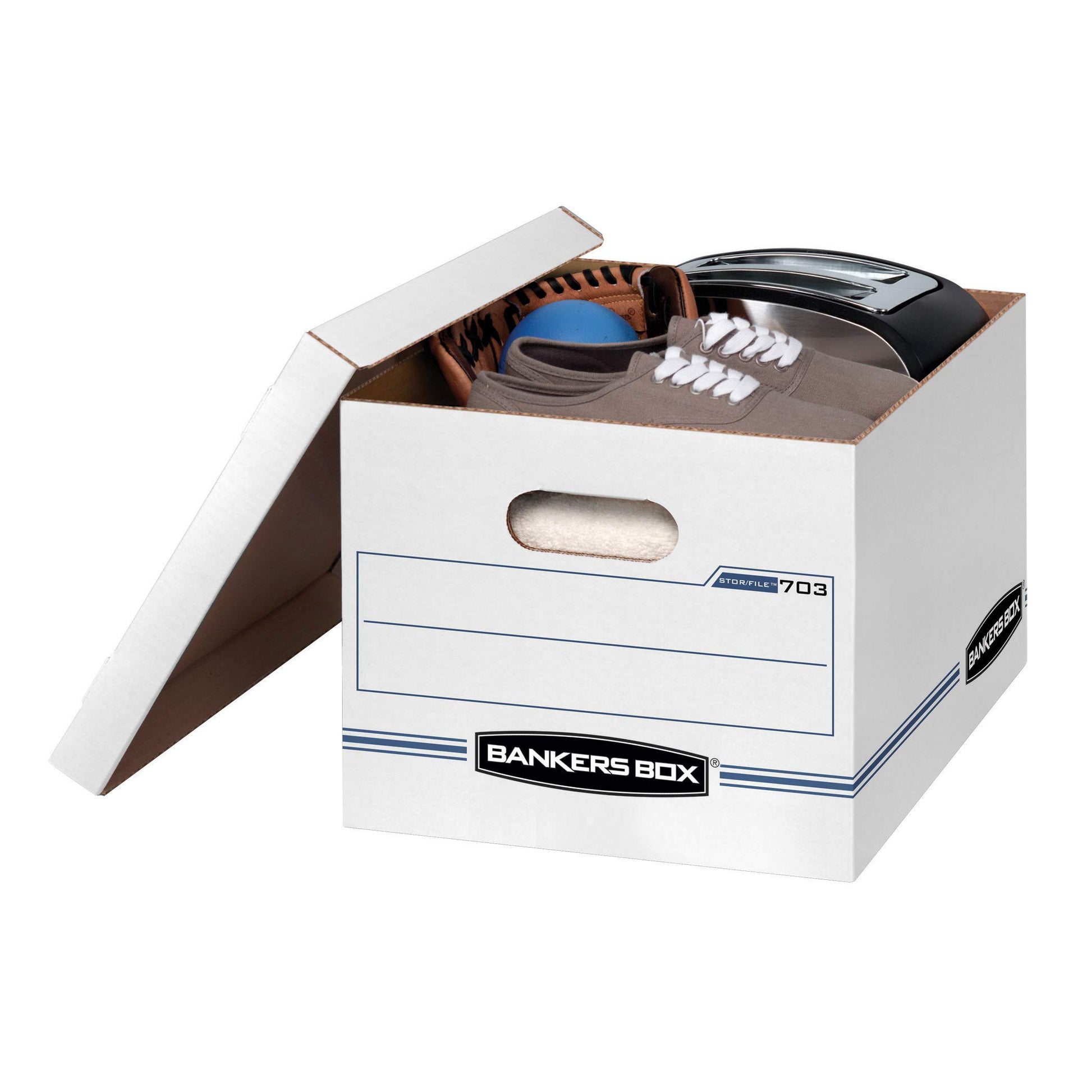 Bankers Box Stor/File Basic-Duty Storage Boxes, 6 Pack (70325),White/Blue - Available at All In One Marketplace Canada