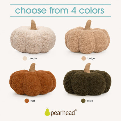 Citrouille en sherpa beige Pearhead, décoration d'Halloween en peluche, décoration d'automne moderne, beige